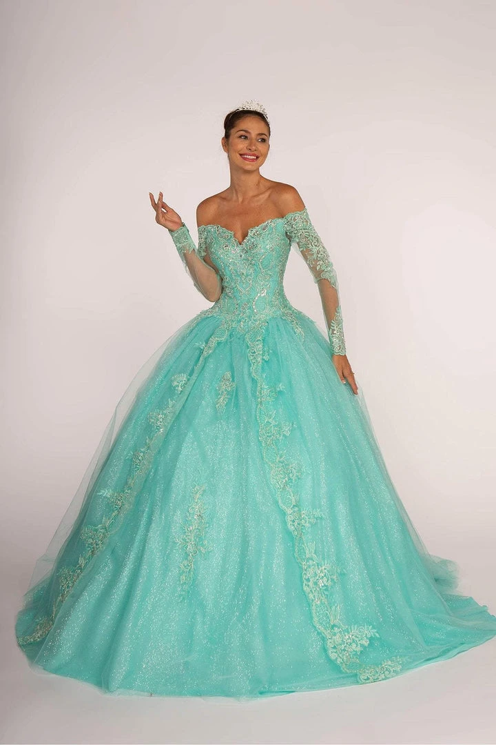 Elizabeth K - GL2603 Crystal Embellished Off-Shoulder Ballgown 3 Elizabeth K - GL2603 Crystal Embellished Off-Shoulder Ballgown