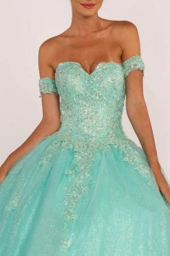 Elizabeth K - GL2604 Strapless Sweetheart Appliqued Glitter Ballgown