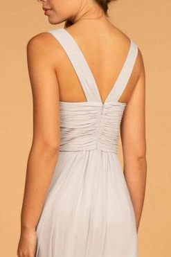 Elizabeth K - GL2608 Sleeveless Ruched-Bodice A-Line Chiffon Gown