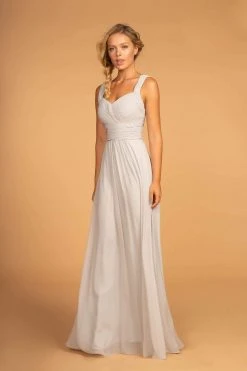 Elizabeth K - GL2608 Sleeveless Ruched-Bodice A-Line Chiffon Gown