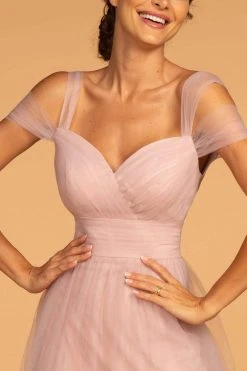 Elizabeth K - GL2610 Cold Shoulder Sweetheart Neck Tulle A-Line Gown