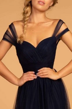 Elizabeth K - GL2610 Cold Shoulder Sweetheart Neck Tulle A-Line Gown