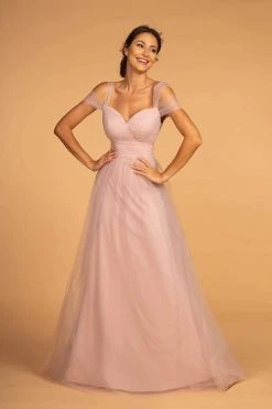 Elizabeth K - GL2610 Cold Shoulder Sweetheart Neck Tulle A-Line Gown