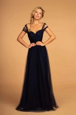 Elizabeth K - GL2610 Cold Shoulder Sweetheart Neck Tulle A-Line Gown