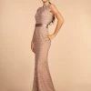 Elizabeth K - GL2613 Sequined Lace Jewel Neck Trumpet Dress 1 Elizabeth K - GL2613 Sequined Lace Jewel Neck Trumpet Dress