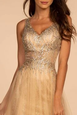 Elizabeth K - GL2618 Beaded Glittery A-Line Dress