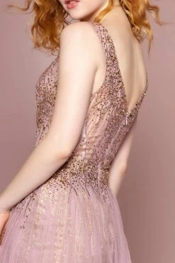 Elizabeth K - GL2618 Beaded Glittery A-Line Dress