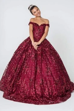 Elizabeth K - GL2803 Sequined Off-Shoulder Ballgown