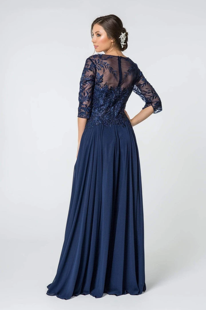 Elizabeth K - GL2810 Embroidered Bateau Chiffon A-line Gown 4 Elizabeth K - GL2810 Embroidered Bateau Chiffon A-line Gown