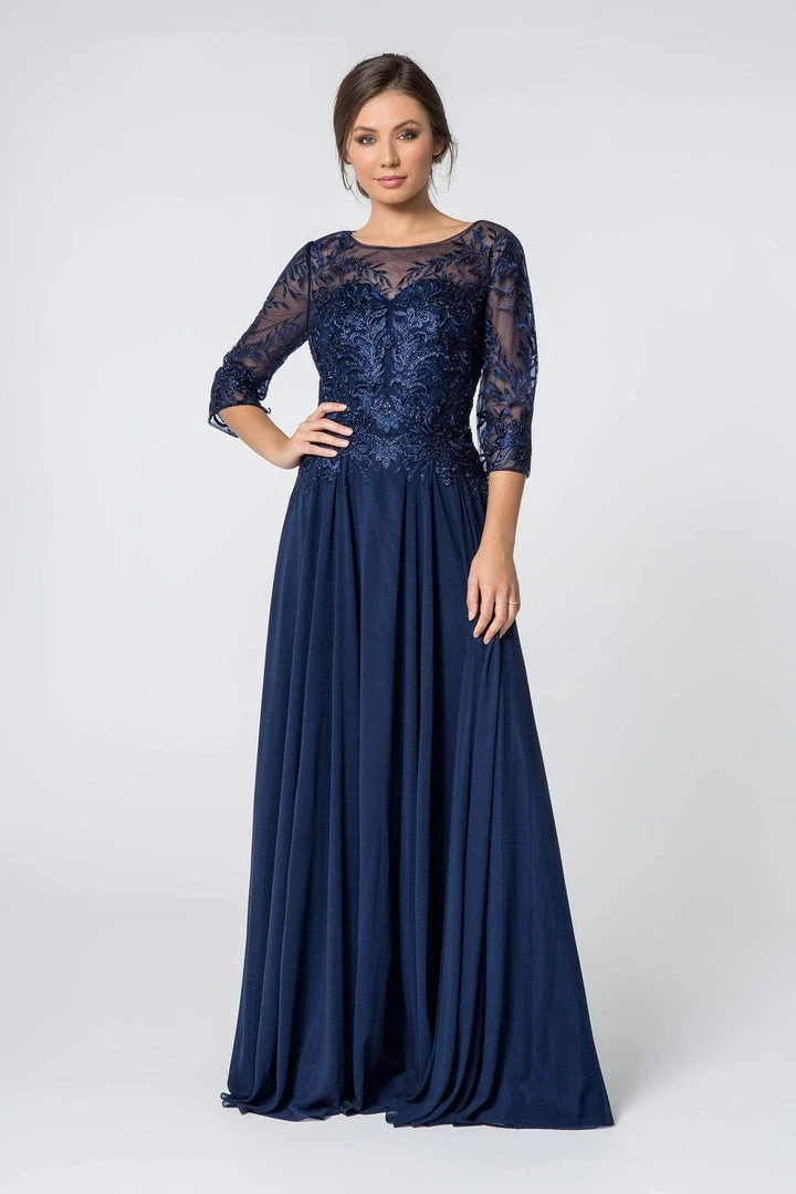 Elizabeth K - GL2810 Embroidered Bateau Chiffon A-line Gown 3 Elizabeth K - GL2810 Embroidered Bateau Chiffon A-line Gown