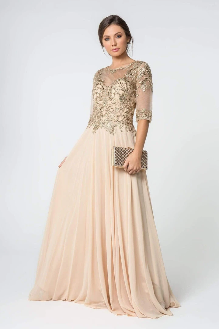 Elizabeth K - GL2812 Embroidered Illusion Bateau A-Line Dress 9 Elizabeth K - GL2812 Embroidered Illusion Bateau A-Line Dress