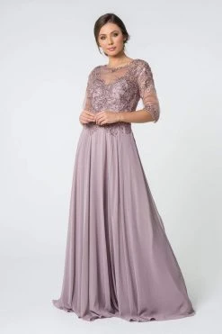 Elizabeth K - GL2812 Embroidered Illusion Bateau A-Line Dress 30 Elizabeth K - GL2812 Embroidered Illusion Bateau A-Line Dress