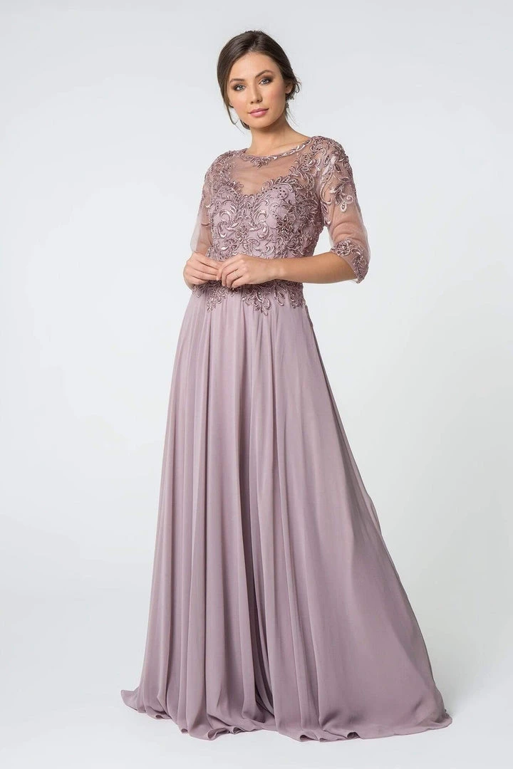 Elizabeth K - GL2812 Embroidered Illusion Bateau A-Line Dress 13 Elizabeth K - GL2812 Embroidered Illusion Bateau A-Line Dress