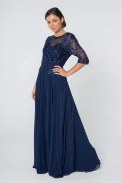 Elizabeth K - GL2812 Embroidered Illusion Bateau A-Line Dress 34 Elizabeth K - GL2812 Embroidered Illusion Bateau A-Line Dress