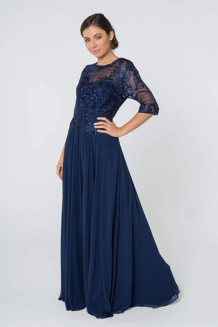 Elizabeth K - GL2812 Embroidered Illusion Bateau A-Line Dress 17 Elizabeth K - GL2812 Embroidered Illusion Bateau A-Line Dress