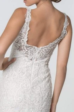 Elizabeth K - GL2815 Embroidered V-Neck Mermaid Wedding Dress