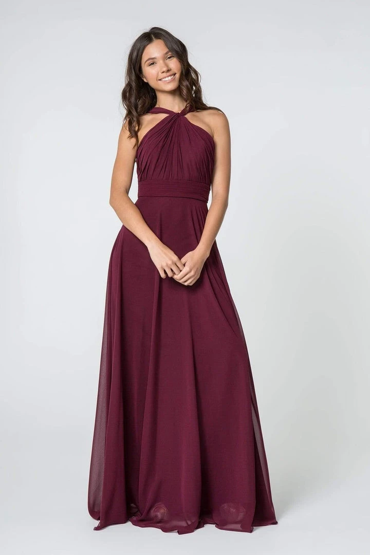 Elizabeth K - GL2816 Knotted Halter Bodice Chiffon A-Line Dress 16 Elizabeth K - GL2816 Knotted Halter Bodice Chiffon A-Line Dress