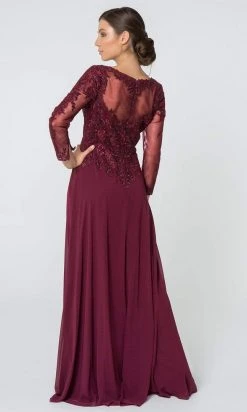 Elizabeth K - GL2825 Embellished V-neck Chiffon A-line Dress 8 Elizabeth K - GL2825 Embellished V-neck Chiffon A-line Dress