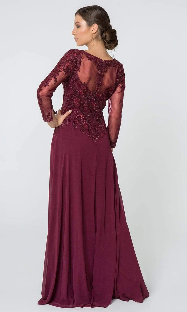 Elizabeth K - GL2825 Embellished V-neck Chiffon A-line Dress 5 Elizabeth K - GL2825 Embellished V-neck Chiffon A-line Dress