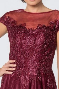 Elizabeth K - GL2828 Embellished Lace Bateau Chiffon A-line Gown 14 Elizabeth K - GL2828 Embellished Lace Bateau Chiffon A-line Gown