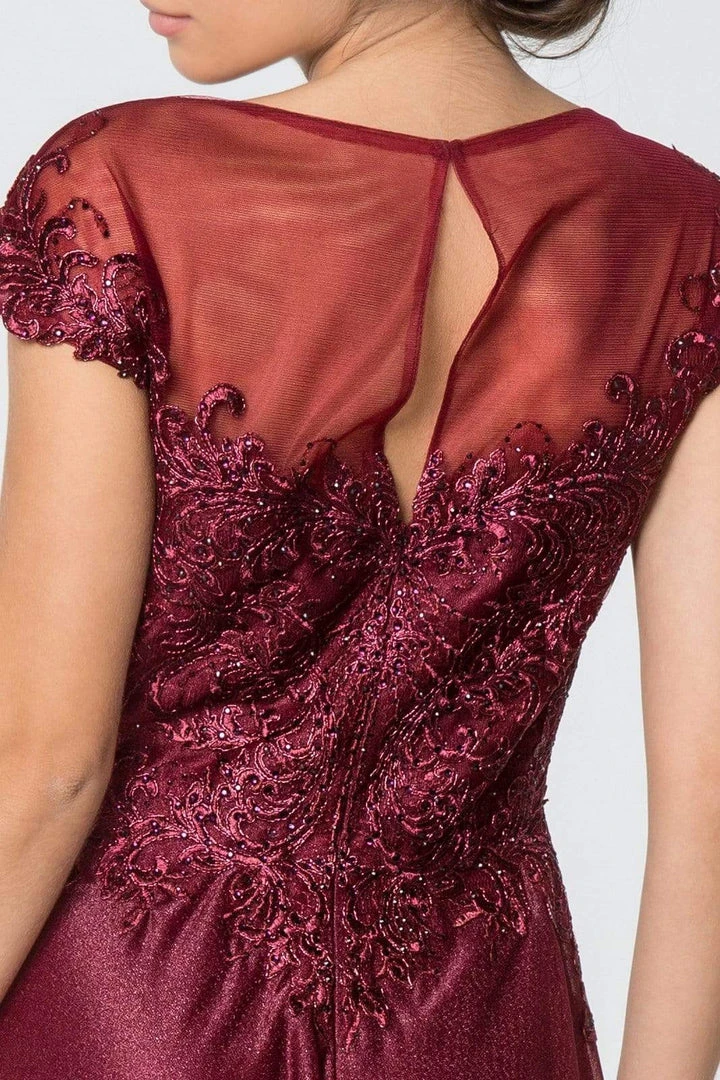 Elizabeth K - GL2828 Embellished Lace Bateau Chiffon A-line Gown 6 Elizabeth K - GL2828 Embellished Lace Bateau Chiffon A-line Gown