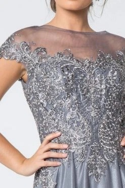 Elizabeth K - GL2828 Embellished Lace Bateau Chiffon A-line Gown 20 Elizabeth K - GL2828 Embellished Lace Bateau Chiffon A-line Gown