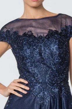 Elizabeth K - GL2828 Embellished Lace Bateau Chiffon A-line Gown 17 Elizabeth K - GL2828 Embellished Lace Bateau Chiffon A-line Gown