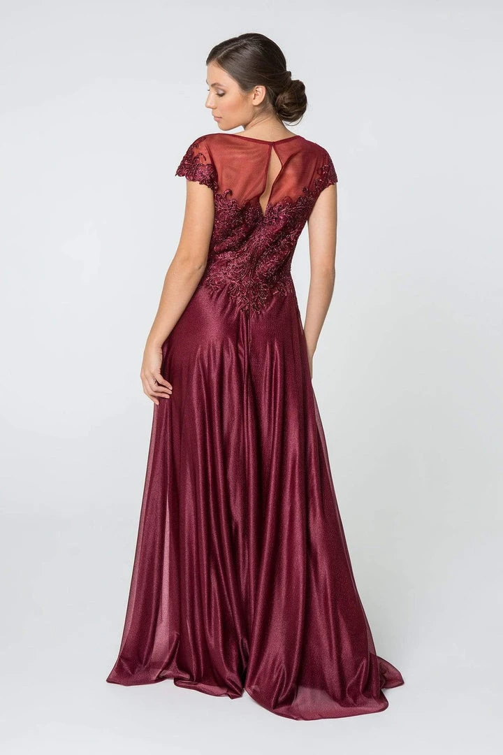 Elizabeth K - GL2828 Embellished Lace Bateau Chiffon A-line Gown 4 Elizabeth K - GL2828 Embellished Lace Bateau Chiffon A-line Gown