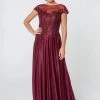 Elizabeth K - GL2828 Embellished Lace Bateau Chiffon A-line Gown