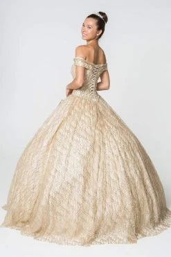 Elizabeth K - GL2832 Foldover Off Shoulder Glitter Ballgown