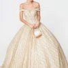 Elizabeth K - GL2832 Foldover Off Shoulder Glitter Ballgown