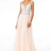Elizabeth K - GL2892 Plunging Jewel-Studded A-Line Gown