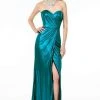Elizabeth K - GL2894 Strapless Sweetheart High Slit Fitted Satin Gown