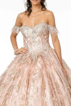 Elizabeth K - GL2913 Glitter Embellished Off-Shoulder Ballgown