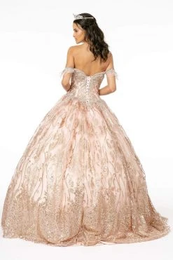 Elizabeth K - GL2913 Glitter Embellished Off-Shoulder Ballgown