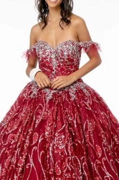 Elizabeth K - GL2913 Glitter Embellished Off-Shoulder Ballgown