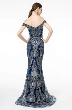 Elizabeth K - GL2922 Glitter Off-Shoulder Evening Dress 11 Elizabeth K - GL2922 Glitter Off-Shoulder Evening Dress