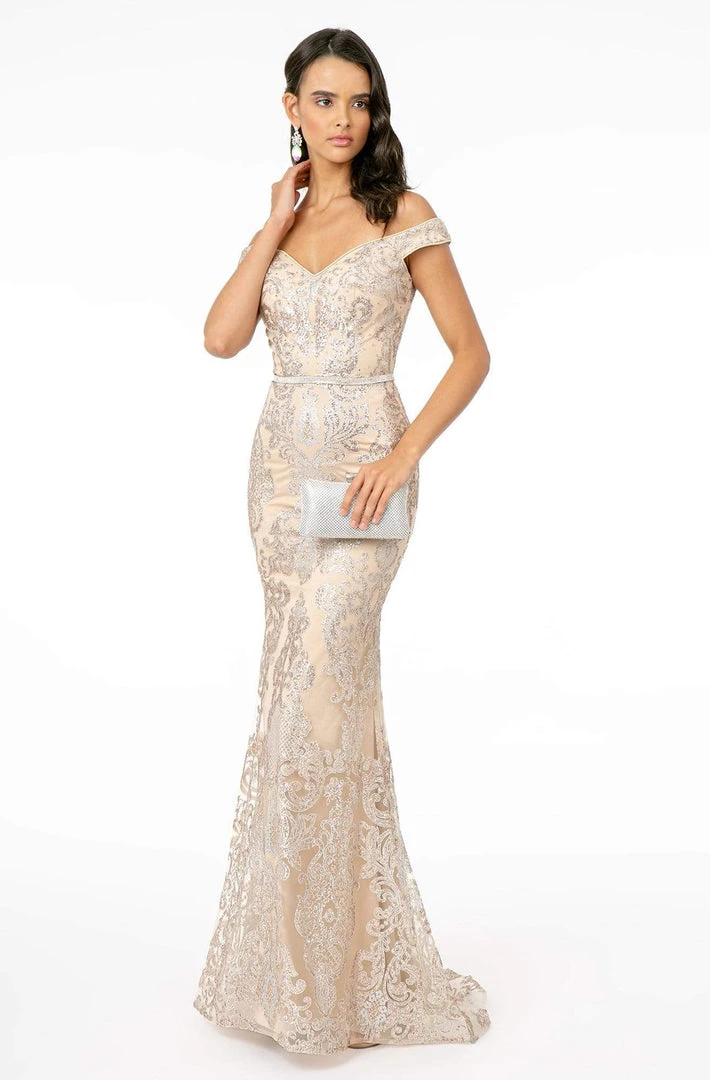Elizabeth K - GL2922 Glitter Off-Shoulder Evening Dress 7 Elizabeth K - GL2922 Glitter Off-Shoulder Evening Dress