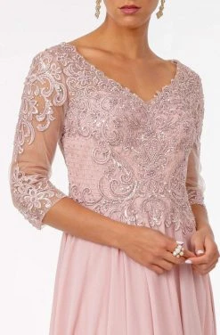 Elizabeth K - GL2925 Embroidered V-Neck A-Line Dress 9 Elizabeth K - GL2925 Embroidered V-Neck A-Line Dress