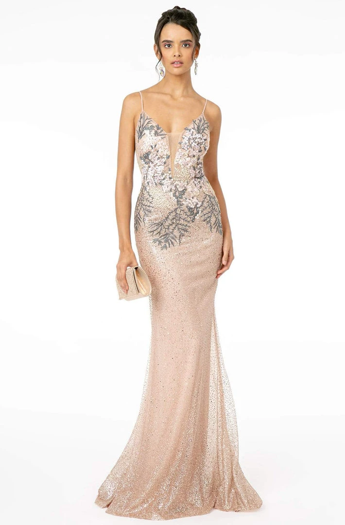 Elizabeth K - GL2929 Metallic Glitter Plunging V-Neck Gown 7 Elizabeth K - GL2929 Metallic Glitter Plunging V-Neck Gown