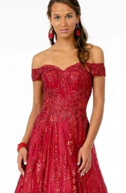 Elizabeth K - GL2941 Embroidered Off-Shoulder A-Line Gown