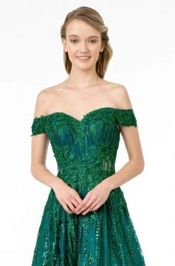 Elizabeth K - GL2941 Embroidered Off-Shoulder A-Line Gown