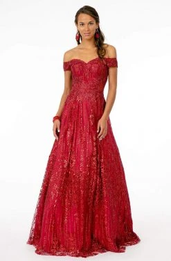Elizabeth K - GL2941 Embroidered Off-Shoulder A-Line Gown