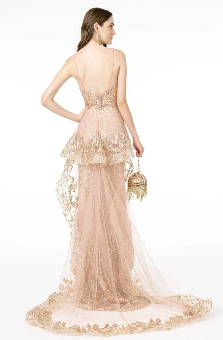 Elizabeth K - GL2959 Plunging V-Neck Glitter Mesh Trumpet Dress 4 Elizabeth K - GL2959 Plunging V-Neck Glitter Mesh Trumpet Dress