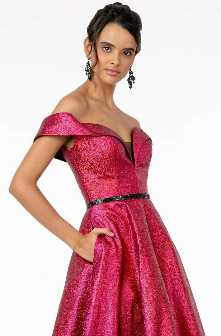 Elizabeth K - GL2982 Folded Off Shoulder Metallic Lame A-Line Gown 11 Elizabeth K - GL2982 Folded Off Shoulder Metallic Lame A-Line Gown