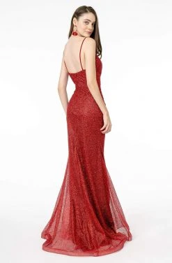 Elizabeth K - GL2988 Glitter Mesh Deep V-Neck Trumpet Dress 18 Elizabeth K - GL2988 Glitter Mesh Deep V-Neck Trumpet Dress