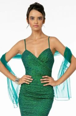 Elizabeth K - GL2988 Glitter Mesh Deep V-Neck Trumpet Dress 15 Elizabeth K - GL2988 Glitter Mesh Deep V-Neck Trumpet Dress