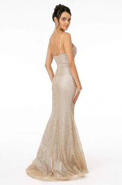 Elizabeth K - GL2988 Glitter Mesh Deep V-Neck Trumpet Dress 13 Elizabeth K - GL2988 Glitter Mesh Deep V-Neck Trumpet Dress