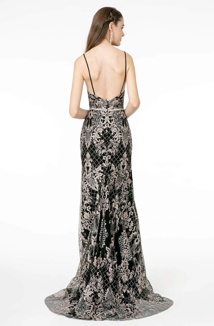 Elizabeth K - GL2990 Jeweled Deep V-Neck Sheath Dress 6 Elizabeth K - GL2990 Jeweled Deep V-Neck Sheath Dress