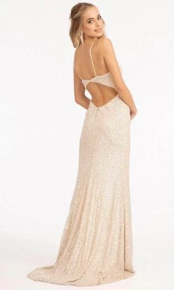 Elizabeth K GL3023 - Sequined Cutout Evening Gown